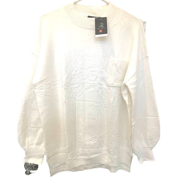 NEW White Oversized Sweater Large Pullover Boxy Minimalist Lagenlook Aralayeva - Picture 1 of 13